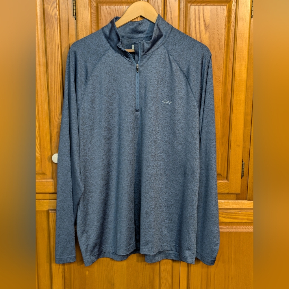 Greg Norman Golf Quarter Zip Shirt Men's XL Heather Blue Shark Logo Q-Zip